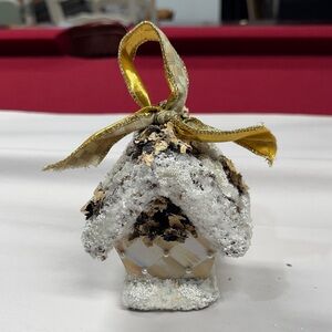 MacKenzie-Childs Mocha Check Glittering Birdhouse Holiday Ornament